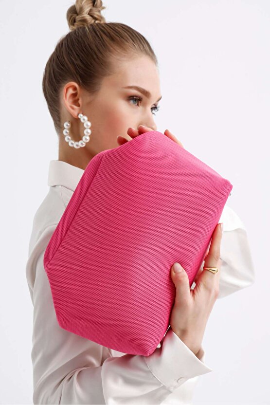 Heybes Kadın Pembe Clutch Portföy El Çantası
