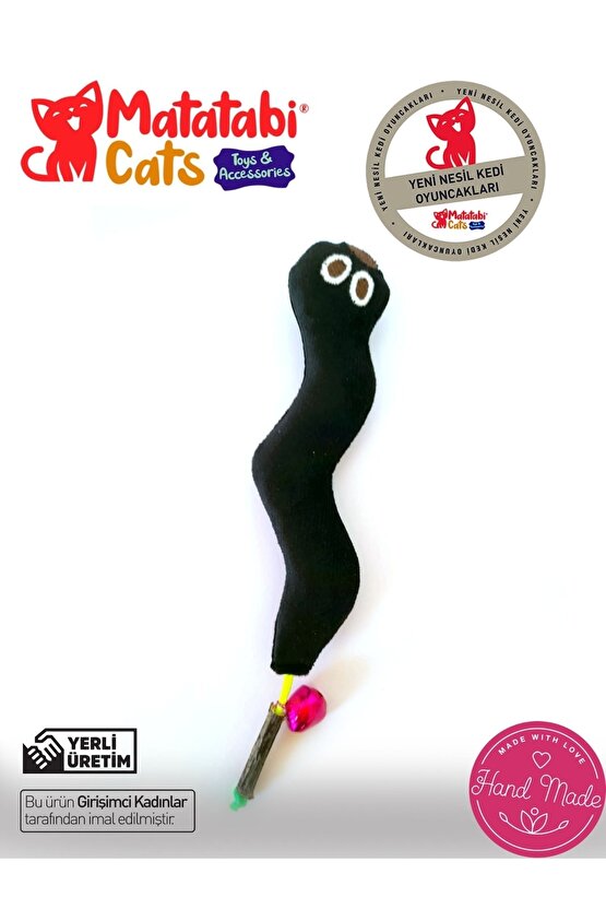 Matatabi Cats Wormy Sesli Ve Doğal Matatabili Peluş Kedi Oyuncağı 17 Cm (kedi Otunanesi Içermez)