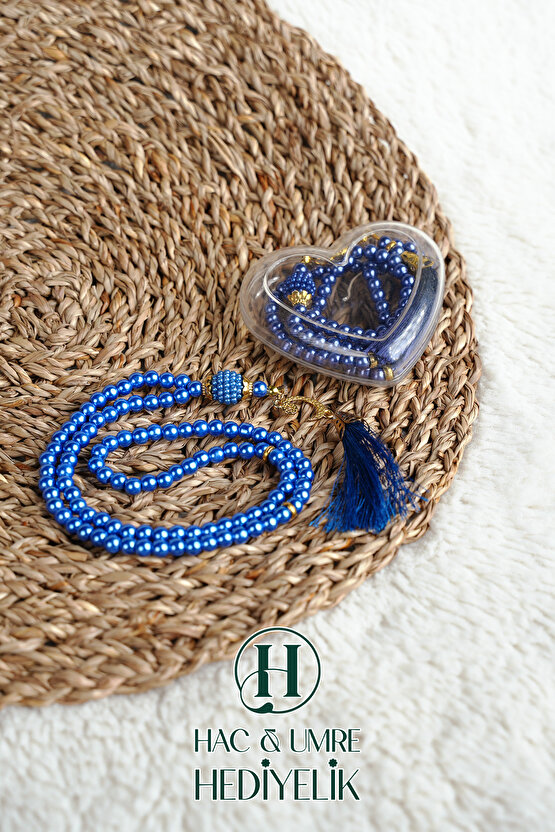 Hediyelik Tesbih | 99lu İnci Tesbih Vav İmameli Püsküllü Kalp Kutulu | Hac Umre Gün Davet Hediyesi