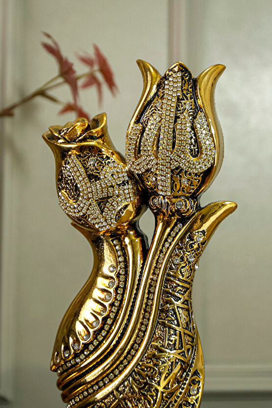 HEDİYELİK FİGÜR LÜKS AVANGARD FİGÜR KELİME-İ TEVHİD İŞLEMELİ ALLAH MUHAMMED DEKORATİF SÜS OBJE