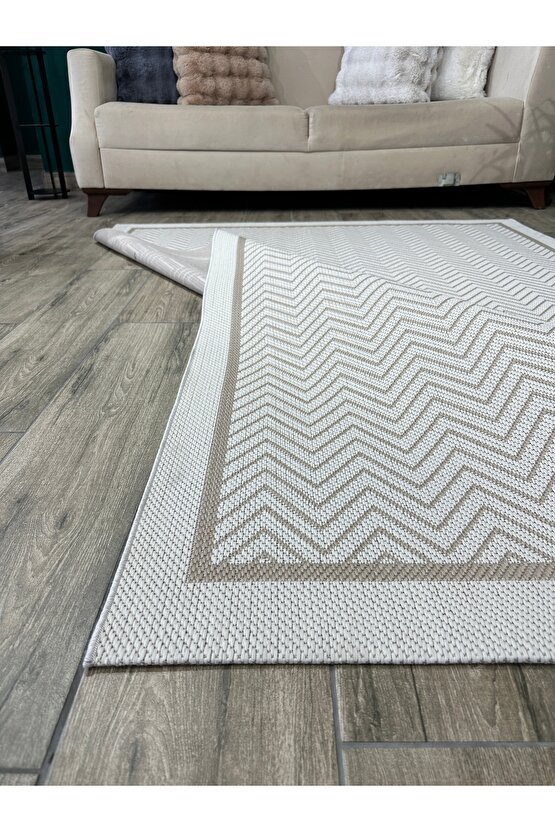 Kolay Temizlenen Yıkanabilir Kaymaz Dokuma Taban Bordürlü Sisal Halı