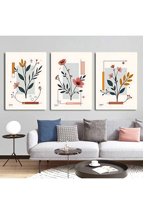 Matisse - Boho - Art Deco - Soyut - Doğa ( 3 lü Çerçevesiz ) Poster - Afiş - Tablo KR2C00079