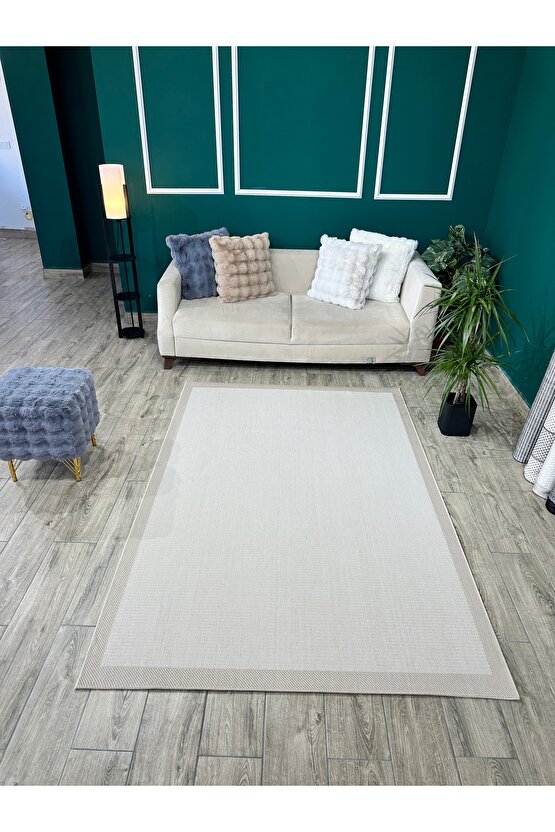 Kolay Temizlenen Yıkanabilir Kaymaz Dokuma Taban Bordürlü Sisal Halı