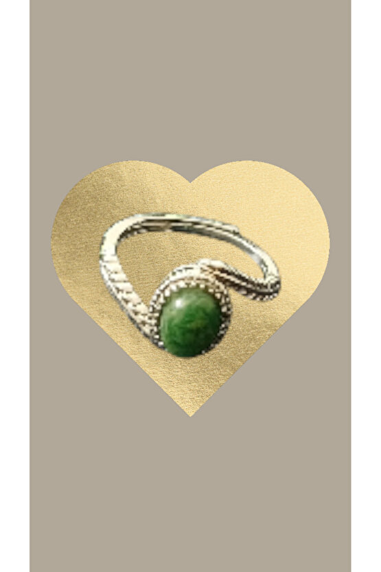 Doğal Taşlı Çelik Yüzük Ayarlanabilir Ebat