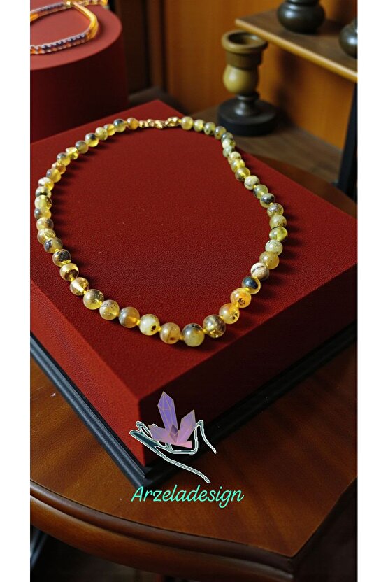 Doğal Taş Kehribar Kolye