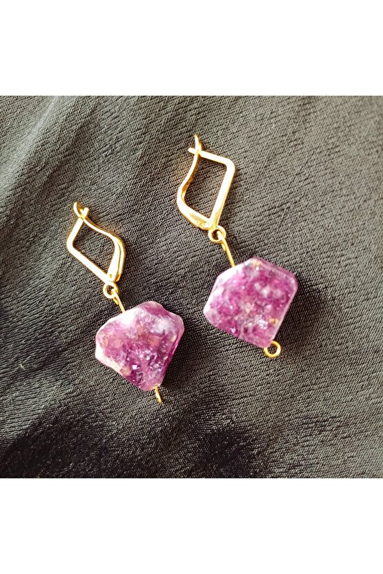 Dogal Taş Lepidolit Kupe Altin Kaplama