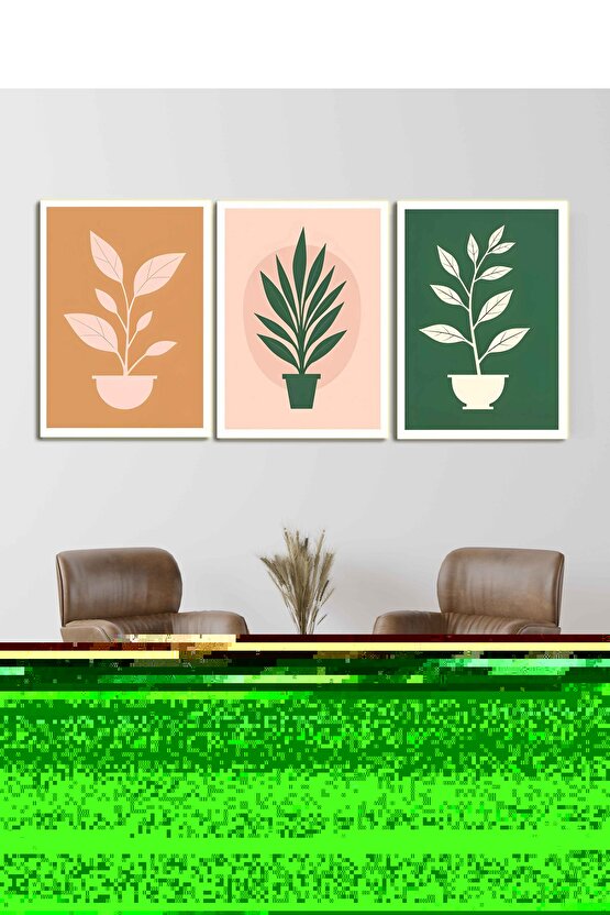 Matisse - Boho - Art Deco - Soyut - Doğa ( 3 lü Çerçevesiz ) Poster - Afiş - Tablo KR2C01118