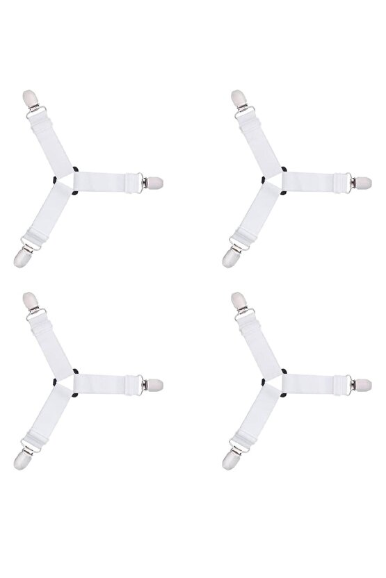 Elastik Üçgen Çarşaf Ve Örtü Gerdiricisi ve çarşaf tutucusu Kısa Tip Beyaz