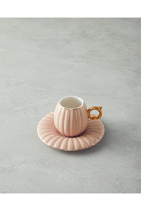 Polka New Bone China 4 Parça 2 Kişilik Kahve Fincan Takımı Pudra