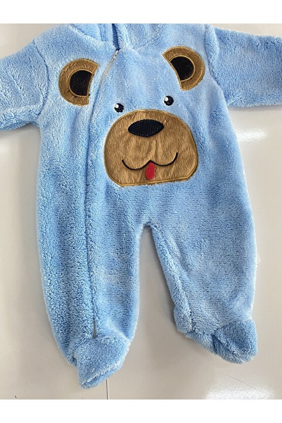 Erkek Çocuk Peluş Fermuarlı Tulum