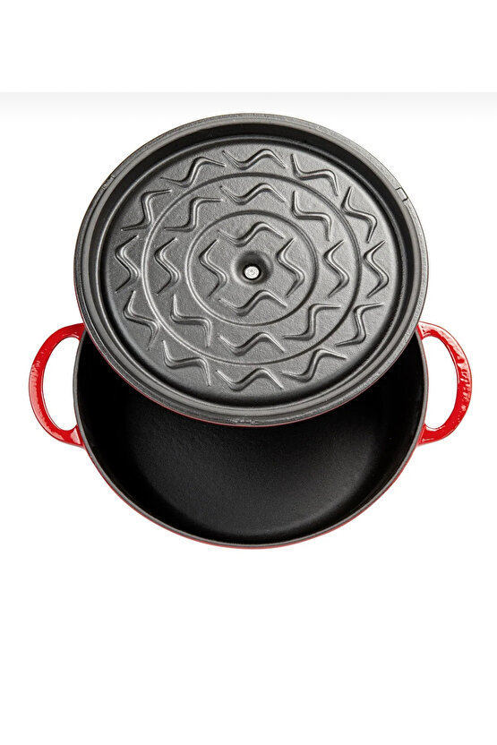 Demir Döküm 24 Cm Derin Tencere Kırmızı