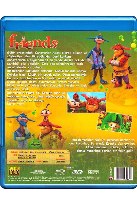 Friends Naki On The Monster Island Sevimli Canavarlar  3d Blu-ray
