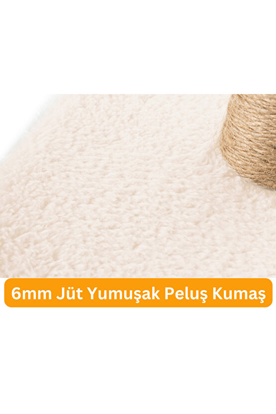 Kedi Tırmalama Tahtası Kedi Kaşınma Tahtası Peluş Kumaş Silinebilir Demonte 40cm Yükseklik (Krem)