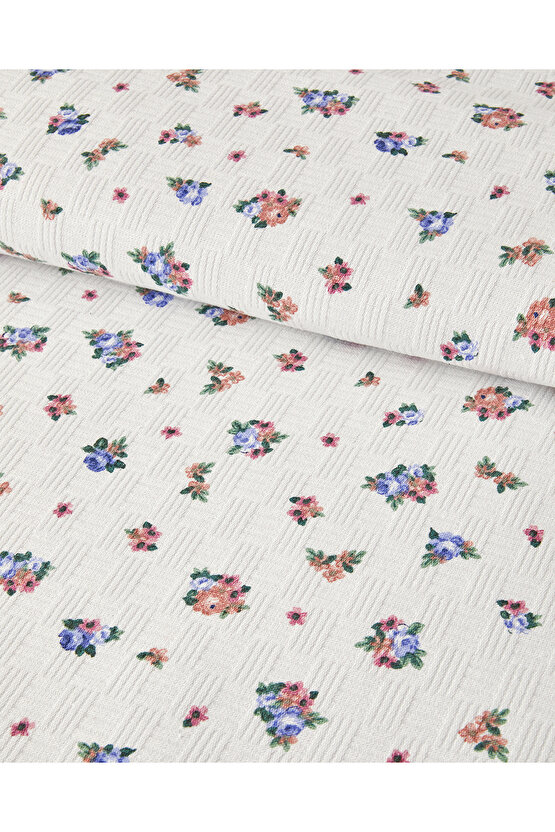 Blossom Breeze Çift Kişilik Pike Mavi-Turuncu