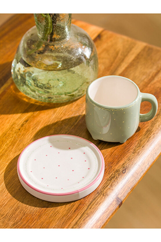 Vizyon Yeni Sezon Kedi Baskılı 2 Kişilik Seramik Kahve Fincan Takımı 90 ml