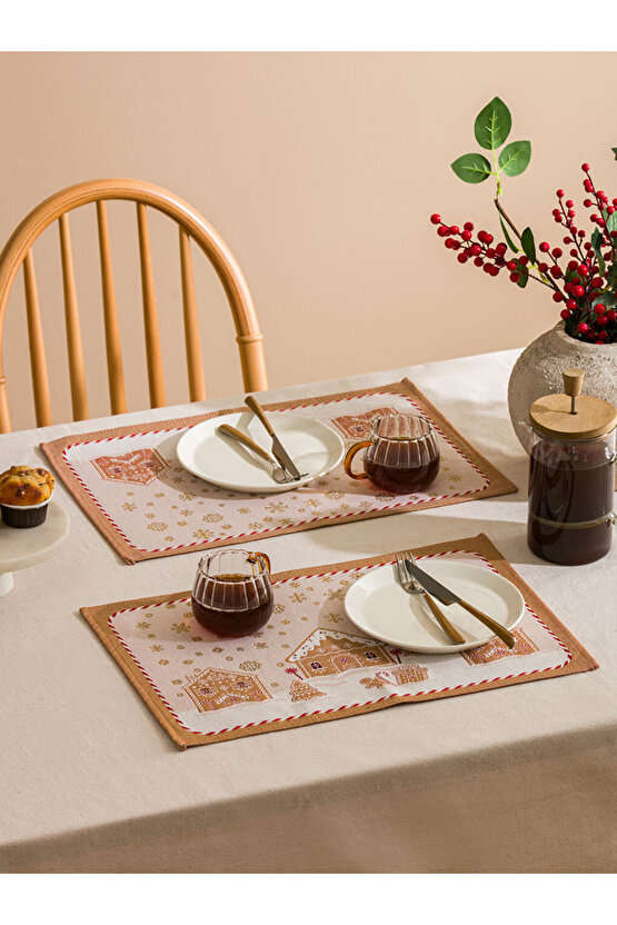 Açık Bej Baskılı Amerikan Servis 2li 33x50 Cm