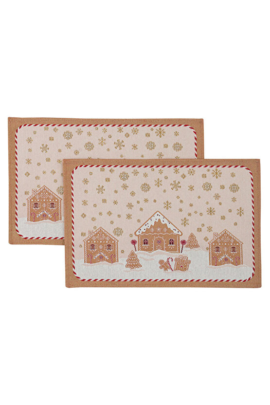 Açık Bej Baskılı Amerikan Servis 2li 33x50 Cm