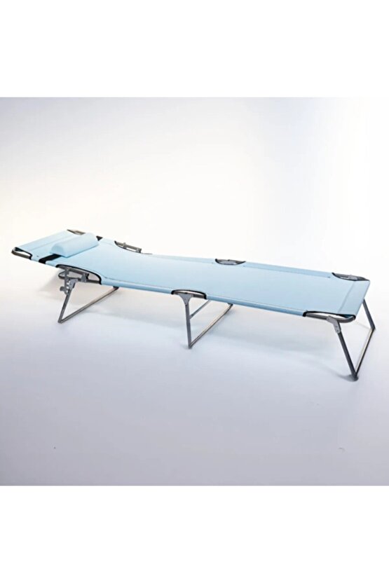 Kamp Yatağı Yastıklı Katlanır Şezlong Kampet Açık Mavi 1629