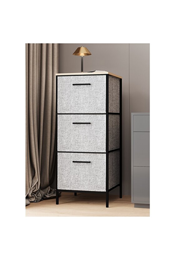 3 Çekmeceli Çok Amaçlı Dolap Büyük Boy Komodin Sehpa