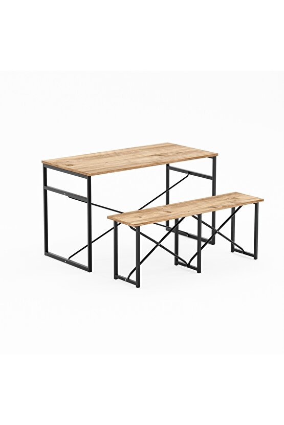 Masa Takımı Bench Bank Masa Seti 120x60 Masa Mutfak Masası Yemek Masası 1228