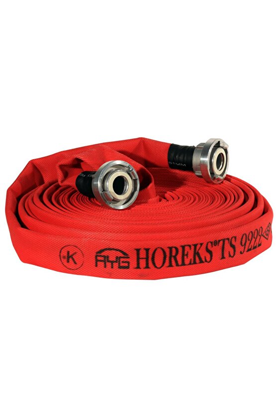 2(2 PARMAK) İÇİ KAUÇUK DIŞI PU KAPLI KIRMIZI 30 METRE YANGIN HORTUMU TS 9222 SERTİFİKALI