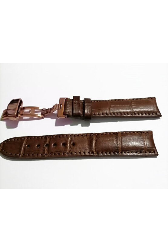 &Hertür Saate &Uygun  Kelebek  Toka 22 MM  kahve kordon   (183 ) rose  toka