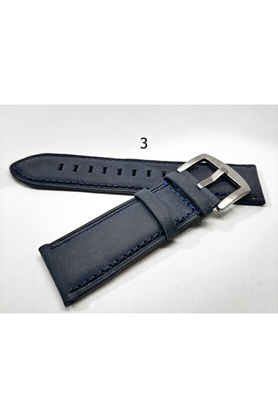 Hakiki Deri her markaya  uygun 24  mm  lazivert   deri saat kordonu 3