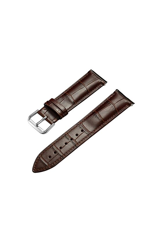 Hakiki Deri Kahverengi Saat Kordon Kayış Kordon 22 Milim