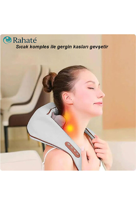 Rahaté – Dokunuş Hissi Veren Şarjlı Isıtmalı Masaj Aleti (Ovmalı Boyun, Sırt ve Bacak Masaj Cihazı)