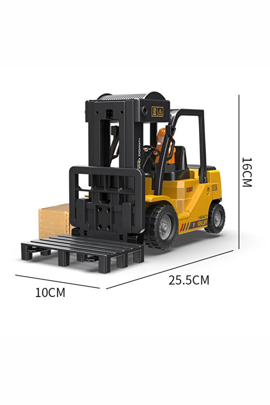 Oyuncak 12 Kanallı 2.4 Ghz Uzaktan Kumandalı Şarjlı Buhar Atan Forklift İş Makinası Koliler Dahil