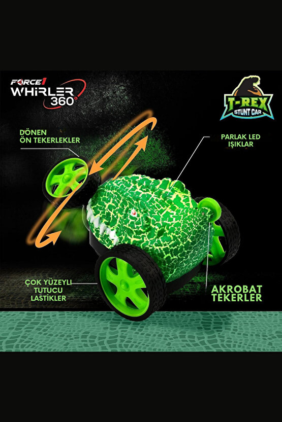 Oyuncak Akrobatik Uzaktan Kumandalı Işıklı Dasher Dinozor Araba