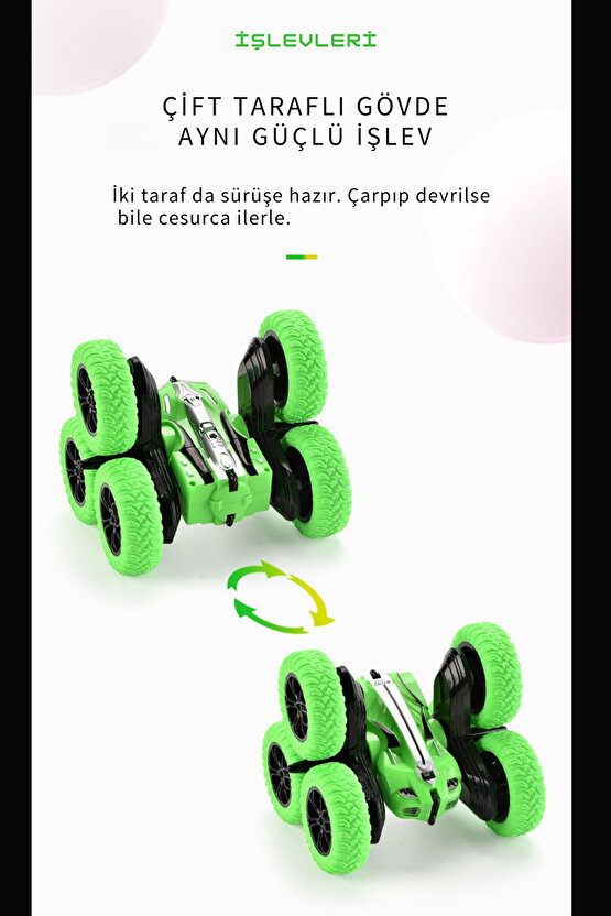 Oyuncak Işıklı Uzaktan Kumandalı Full Fonksiyon Şarjlı 2.4 Ghz 6 Teker Akrobat Araba