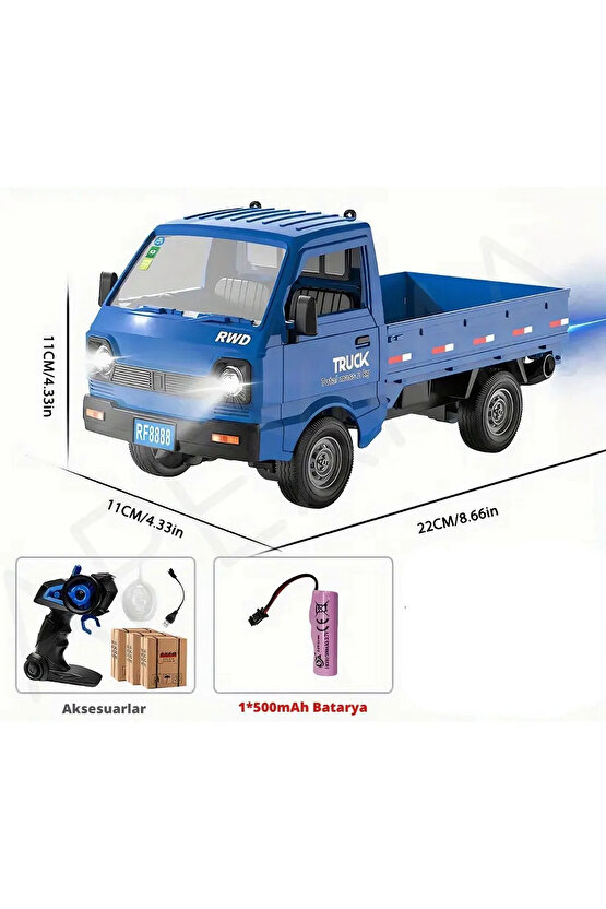 Oyuncak 2.4GHz Uzaktan Kumandalı Sesli Işıklı Şarjlı Buhar Atan Kapıları Açılan Rc Kamyonet
