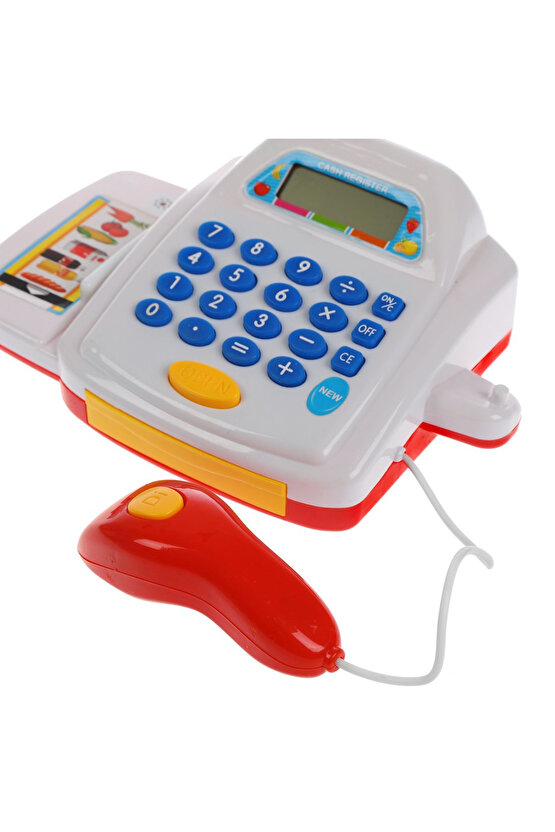 Beyaz Oyuncak Yazar Kasa- Hesap Makinesi Fonksiyonlu ve Borkod Okutmalı Eğitici Oyuncak Seti +3yaş