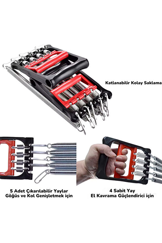 El Ayak Göğüs Yayı Çelik Yay Spor Aleti 3ü 1 Arada Ayarlanabilir Yay Biceps Curl