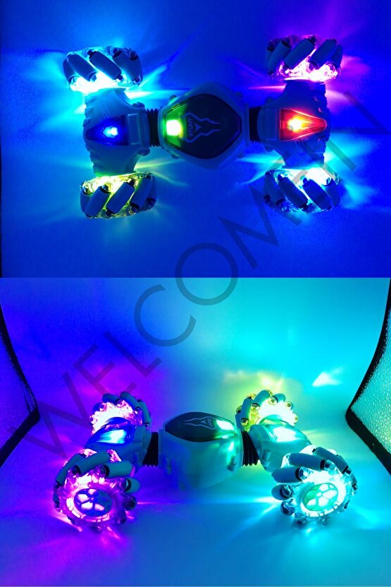 Oyuncak 2.4 GHz Bilekten ve Uzaktan Kumandalı Işıklı 4X4 Çift Kumandalı Akrobat Araba