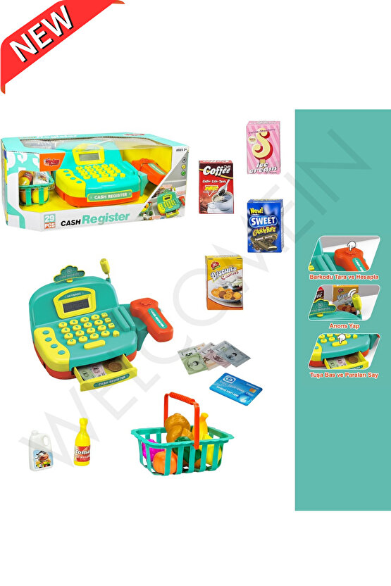 Oyuncak Işıklı Hesap Makinalı Mikrofonlu Yazarkasa 29 Parça