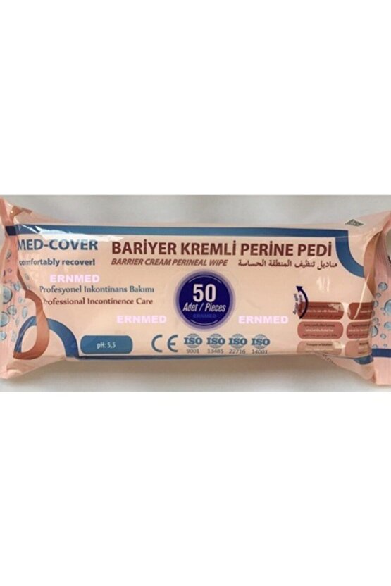 Vücut temizleme mendili Bariyerli Kremli Perine Pedi 50li MED-COVER