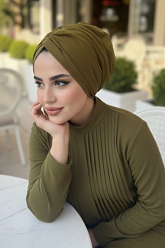 Yağ Yeşili Büzgülü Salaş Bone