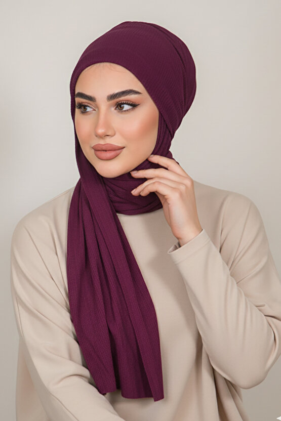 Koyu Bordo Kelebek Bone Şal