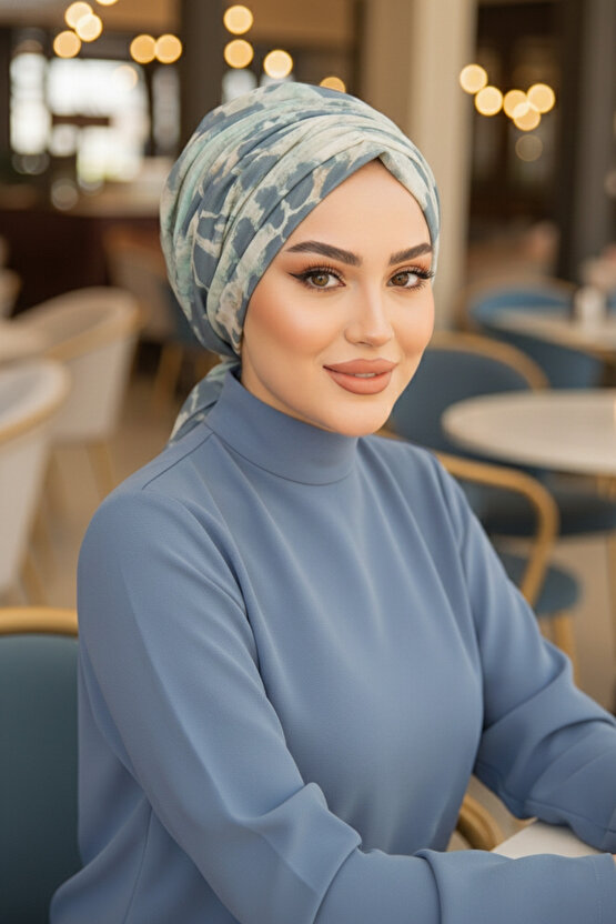 Soft Mavi Tonlamalı Tokalı Bone