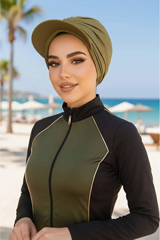 Haki Havuz - Deniz Şapkası  Mayo Üstüne Kullanılabilir