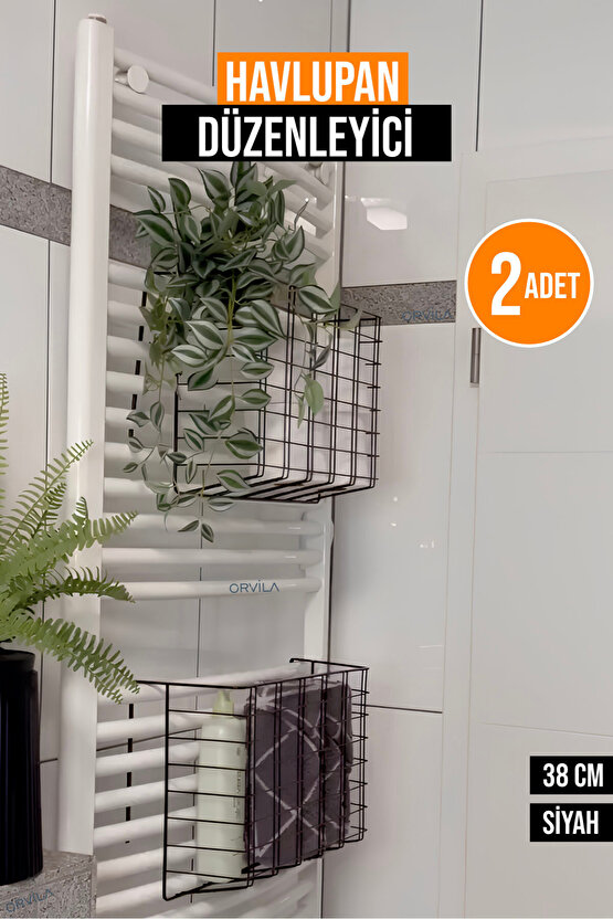 2li Asılabilir Havlupan Düzenleyici Banyo Havluluk Kurutma Sepeti Tuvalet Kağıdı Organizeri