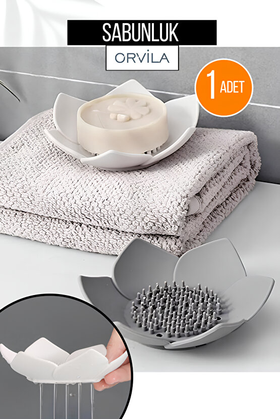 Elastik Lotus Kaydırmaz Katı Sabunluk Ve Süngerlik Silikon Banyo Düzenleyici