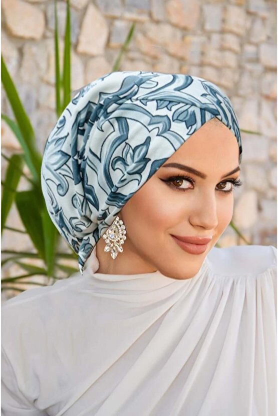 Mürdüm Lila Desenli Çapraz Bantlı Bone