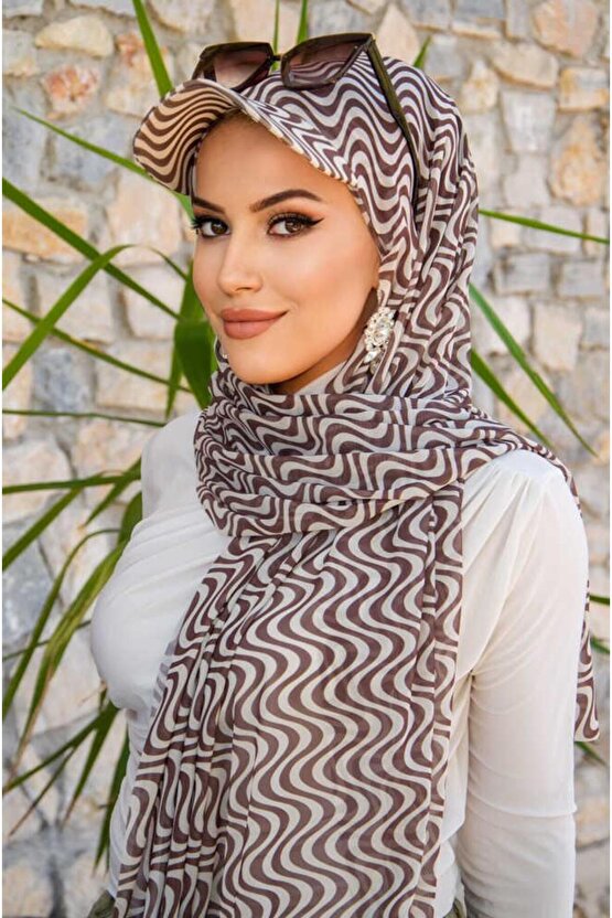 Kahve Helezon Desen Kepli Bandana Şapka Şal