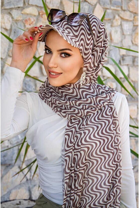 Kahve Helezon Desen Kepli Bandana Şapka Şal