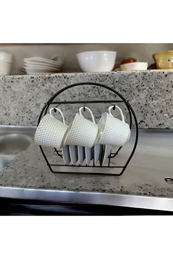 Ntc Metal 6 Kancalı Şık Fincan Askılığı | Bardak Standı Kahve Fincanı Standı Fincanlık