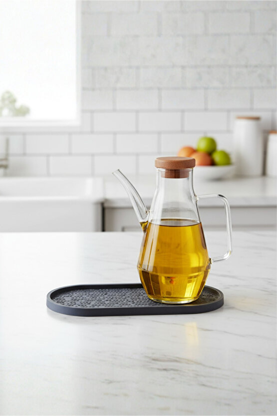 Silikon Kaymaz Oval Yağdanlık Altlığı Çok Amaçlı Organizer Altlık