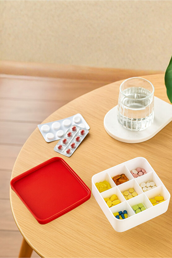 9 Bölmeli İlaç Kutusu Aparatı Çıkabilen Çok Gözlü İlaç Saklama Kutusu